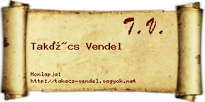 Takács Vendel névjegykártya